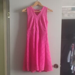 Charter Club Bright Pink Lace Midi Dress